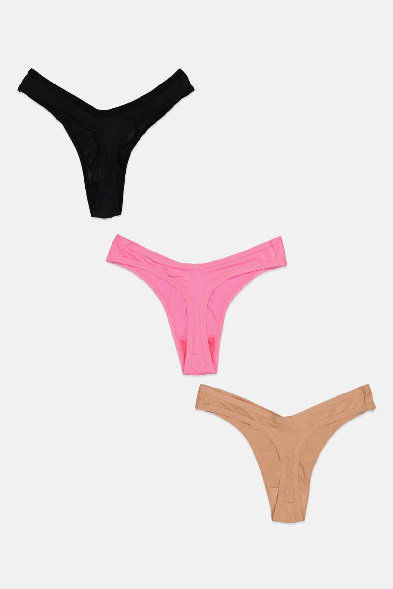 BCBGeneration Women 3 Pack Plain Panty, Pink  - Image 3