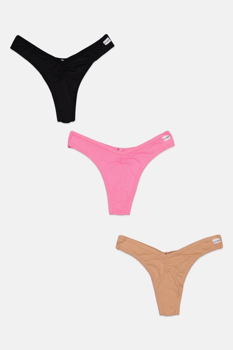 BCBGeneration Women 3 Pack Plain Panty, Pink  - Image 1