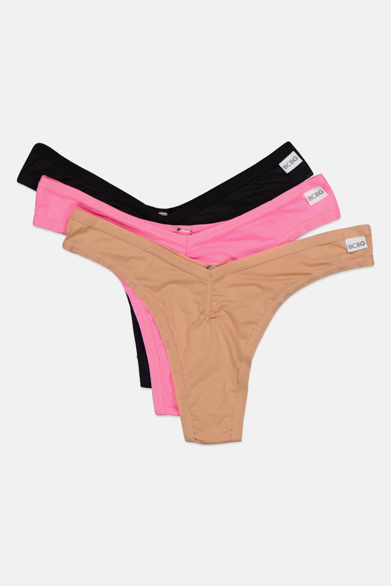 BCBGeneration Women 3 Pack Plain Panty, Pink  - Image 2
