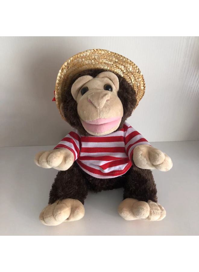 لعبة قطيفة كهربائية قرد يغني رقص غوريلا قطيفة لعبة دمية قرد للأطفال - اللون: أحمر - المواصفات: 20 * 20 * 22 سم - Image 1