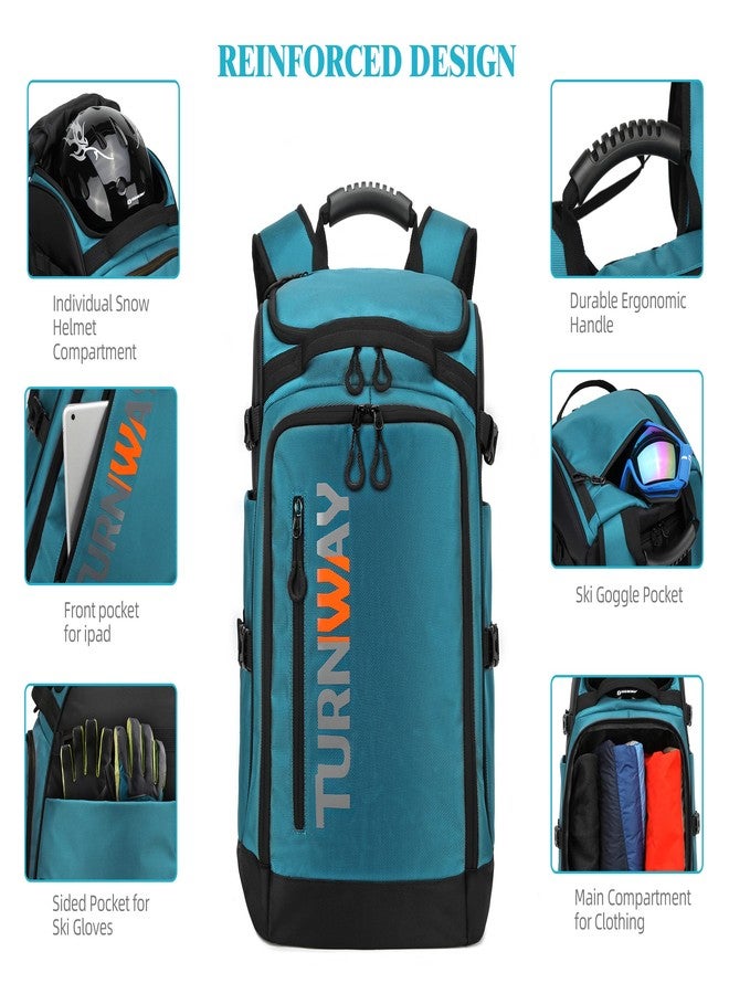TurnWay Ski/Snowboard Boot Backpack/Ski Boot Backpack | Excellent for Store All Gear | Travel with Waterproof Exterior, Reflective Strip for Men, Women and Youth (Blue-Black) - Image 2