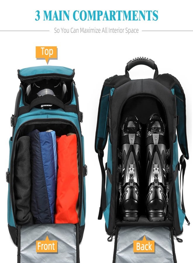 TurnWay Ski/Snowboard Boot Backpack/Ski Boot Backpack | Excellent for Store All Gear | Travel with Waterproof Exterior, Reflective Strip for Men, Women and Youth (Blue-Black) - Image 3