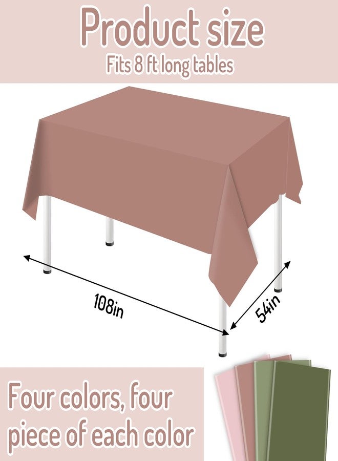 Whaline 16Pcs Sage Green Plastic Tablecloth Sage Green Dusty Pink Rectangle Table Cover Waterproof Table Cloth for Wedding Baby Shower Decoration, 54 x 108 Inch - Image 2