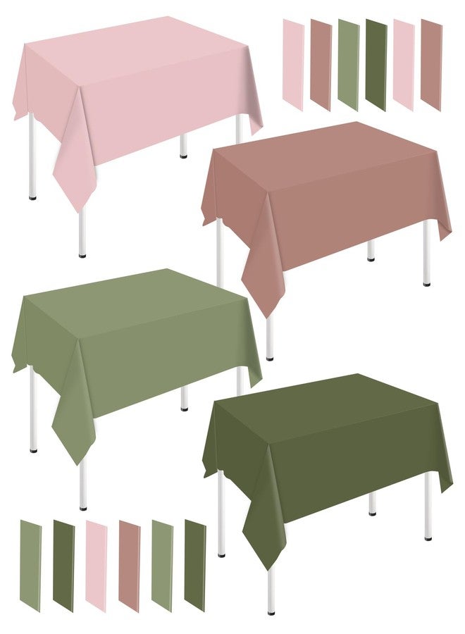 Whaline 16Pcs Sage Green Plastic Tablecloth Sage Green Dusty Pink Rectangle Table Cover Waterproof Table Cloth for Wedding Baby Shower Decoration, 54 x 108 Inch - Image 1