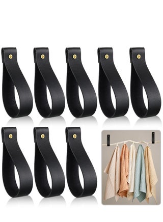8 Pcs Artificial Leather Wall Hooks Wall Mounted PU Leather Hooks Pu Leather Curtain Rod Holder Towel Holders Leather Curtain Rod Holder for Bedroom Bathroom Kitchen Black - pzsku/Z05166FDF4DCFDCA7B26CZ/45/_/1695880720/8c5a5bc4-a20e-4a62-8491-36c32458783f
