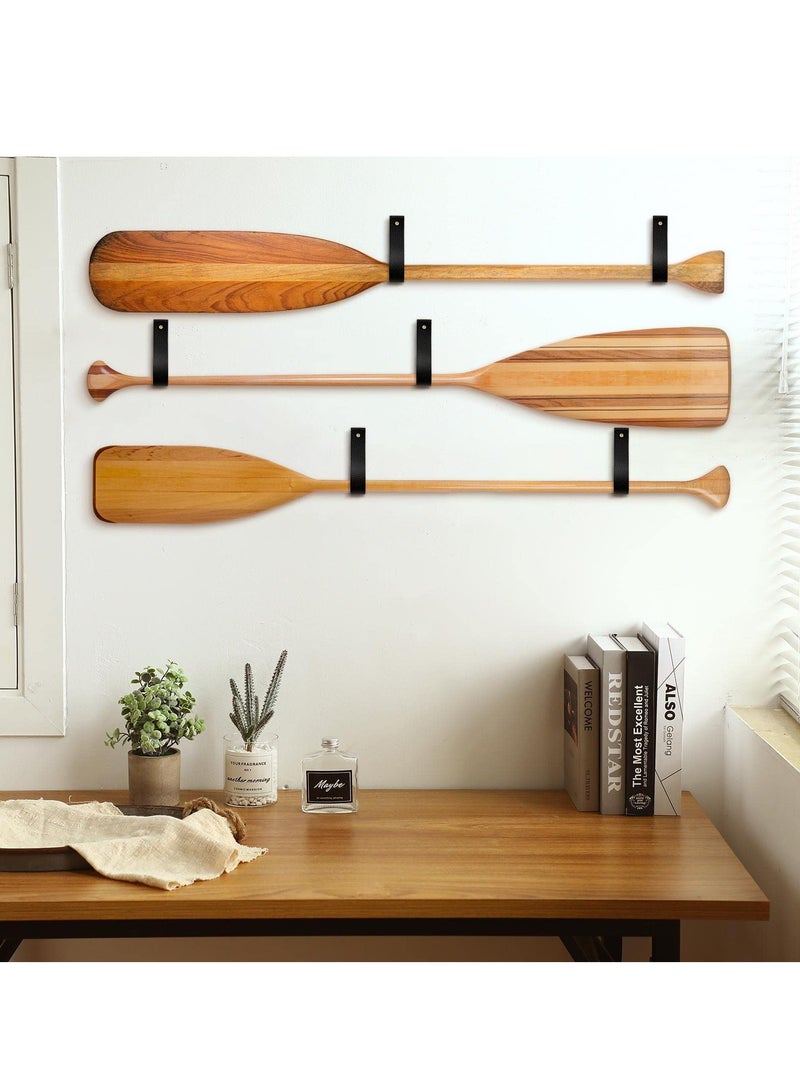 SYOSI 8 Pcs Artificial Leather Wall Hooks Wall Mounted PU Leather Hooks Pu Leather Curtain Rod Holder Towel Holders Leather Curtain Rod Holder for Bedroom Bathroom Kitchen Black  - Image 4