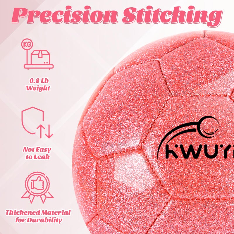 OKWUYiK Size 3 Glitter Pink Soccer Ball Set with Pump Youth Soccer Ball for Kids Aged 4-6 6-8 8-12 Toddler Soft Training Practice for Teens Children Adults Boys Girls - Image 5