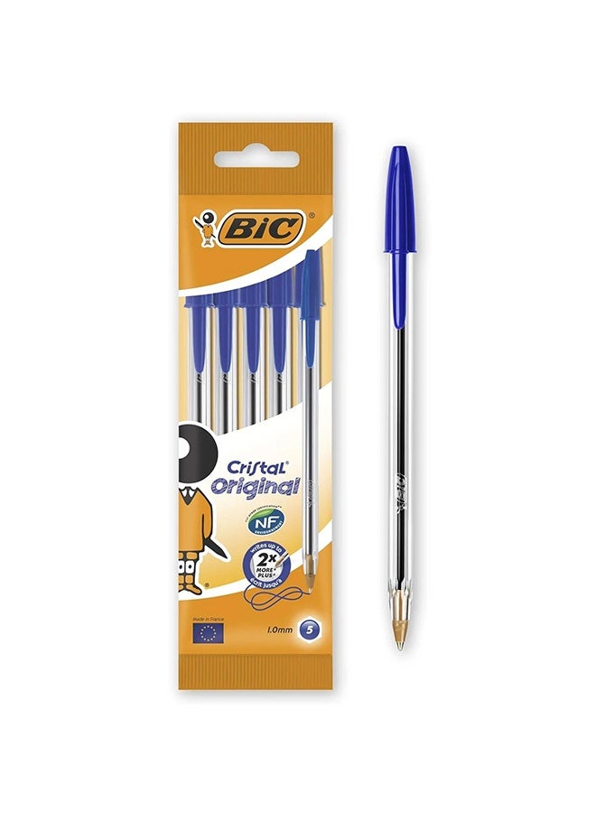 BIC Cristal Original Ballpoint Pens with Medium Point (1.0 mm), Writes For an Average of 3 km, Pack of 4 (Blue) - Image 1