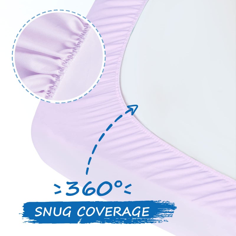 Coldwind Crib Sheets Girl, 2 Pack Baby Sheets for Standard Crib Mattress & Toddler Bed Mattress, Snug Fit Breathable Soft Fitted Crib Sheet, Pink & Violet - Image 3