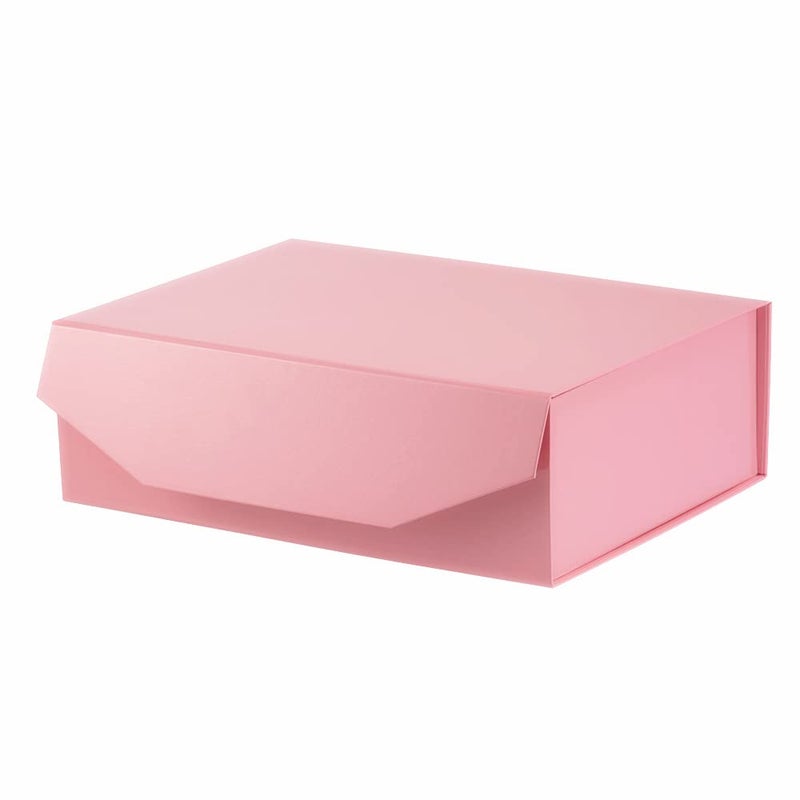 PACKGILO 1Pcs 13x9x4 Inches Pink Gift Boxes with Lids for Presents Magnetic gift box large Gift Box for Bridesmaid ProposalGroomsman Glossy Pink