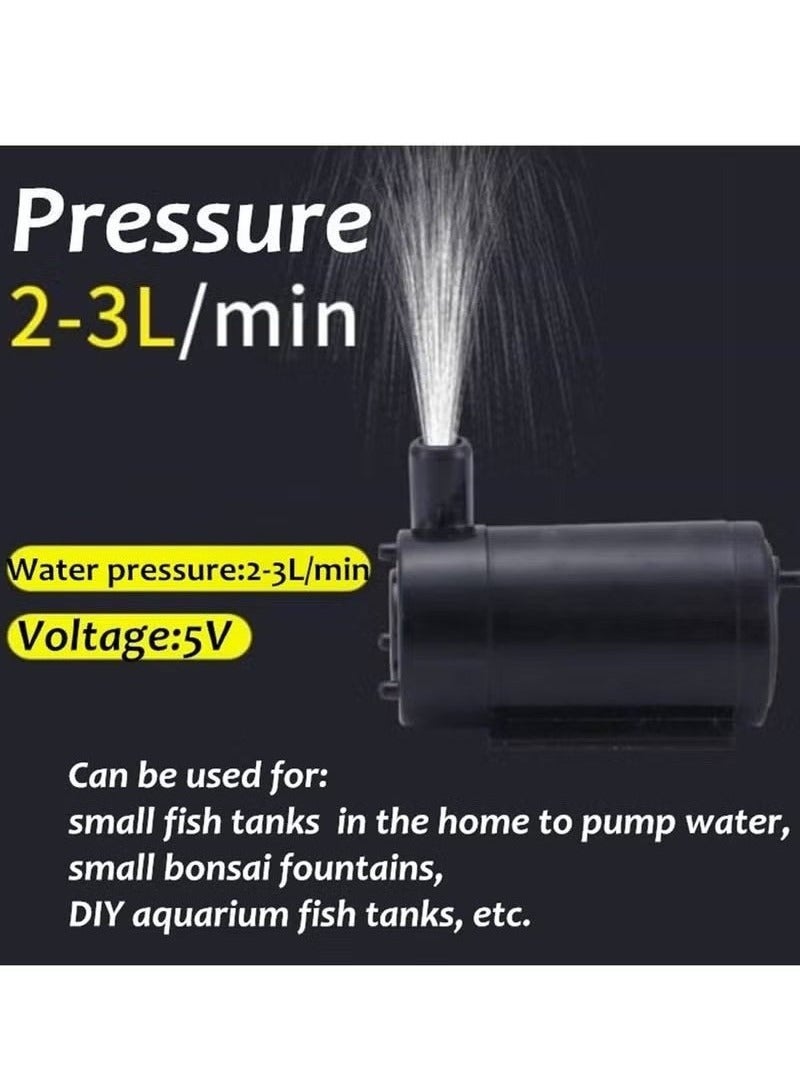Generic 3Pcs DC 3 5V USB Micro Submersible Mini Water Pump for Aquariums Fish Tank Pond Fountain Hydroponics Garden Fountain Waterfall Black  - Image 2