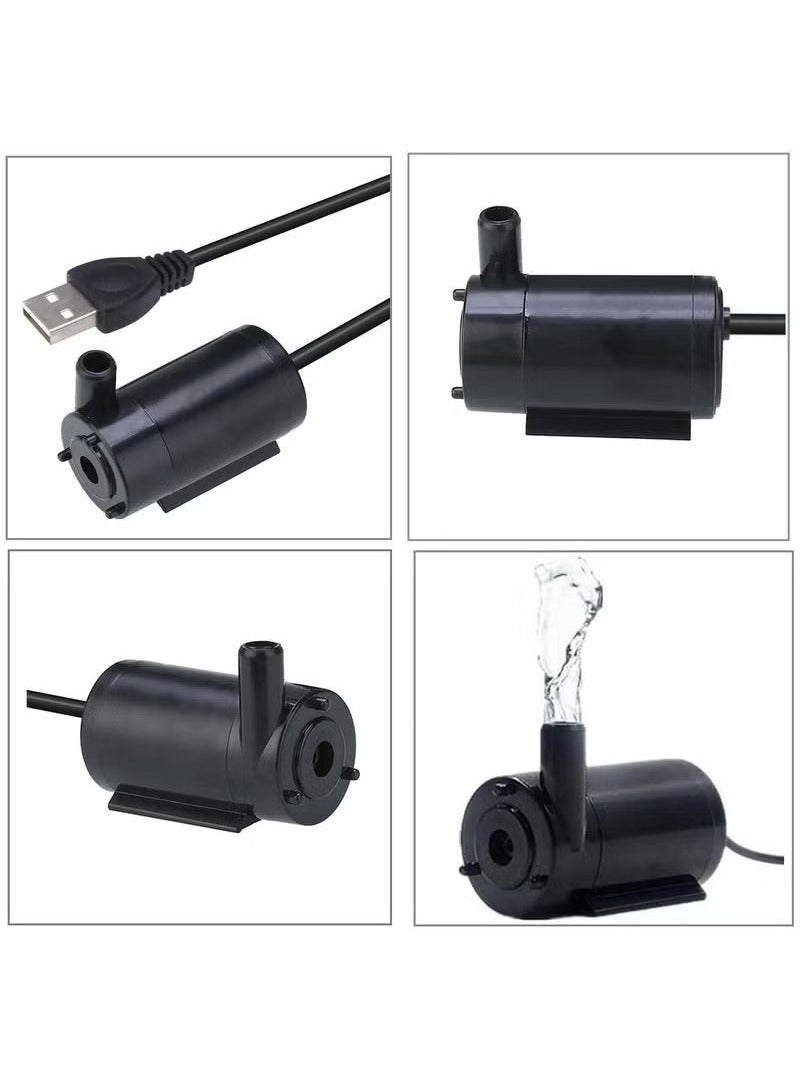 Generic 3Pcs DC 3 5V USB Micro Submersible Mini Water Pump for Aquariums Fish Tank Pond Fountain Hydroponics Garden Fountain Waterfall Black  - Image 4