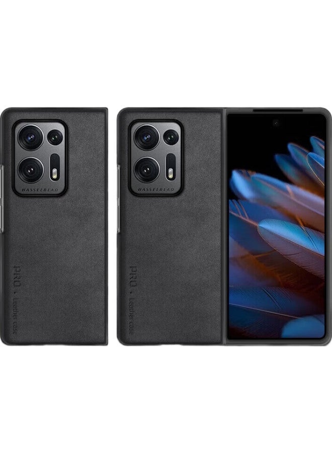 Shangsu, Suitable For Oppo Find N2 Phone Case, Oppo Find N2 Protective Cover, Sheepskin Left And Right Folding Style, Silicone Soft Shell, Shockproof, Wear-Resistant, For Women And Men, Outer Case, Starry Black - Image 2