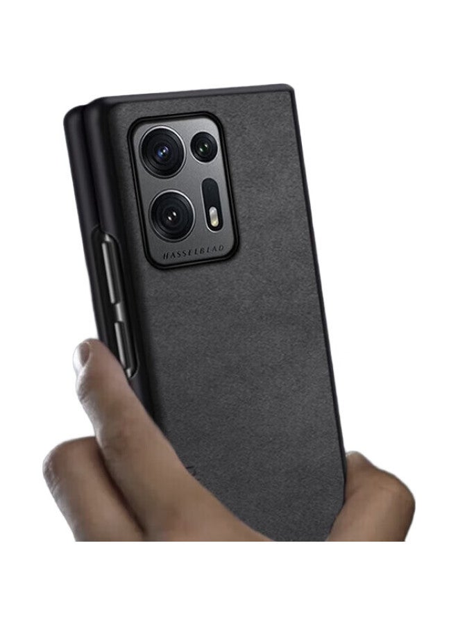 Shangsu, Suitable For Oppo Find N2 Phone Case, Oppo Find N2 Protective Cover, Sheepskin Left And Right Folding Style, Silicone Soft Shell, Shockproof, Wear-Resistant, For Women And Men, Outer Case, Starry Black - Image 3
