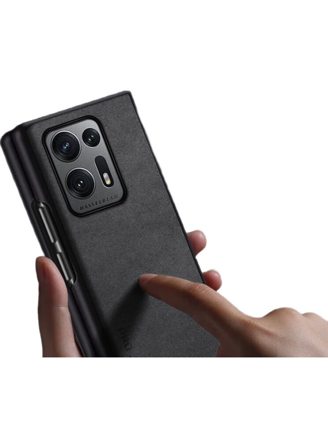 Shangsu, Suitable For Oppo Find N2 Phone Case, Oppo Find N2 Protective Cover, Sheepskin Left And Right Folding Style, Silicone Soft Shell, Shockproof, Wear-Resistant, For Women And Men, Outer Case, Starry Black - Image 1