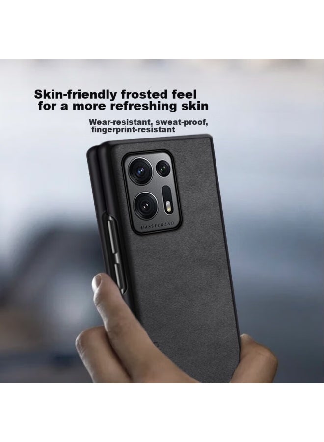 Shangsu, Suitable For Oppo Find N2 Phone Case, Oppo Find N2 Protective Cover, Sheepskin Left And Right Folding Style, Silicone Soft Shell, Shockproof, Wear-resistant, For Women And Men, Outer Case, Starry Black - Image 2