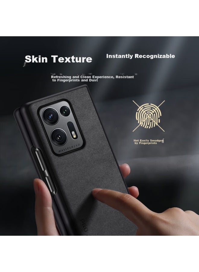 Shangsu, Suitable For Oppo Find N2 Phone Case, Oppo Find N2 Protective Cover, Sheepskin Left And Right Folding Style, Silicone Soft Shell, Shockproof, Wear-resistant, For Women And Men, Outer Case, Starry Black - Image 3