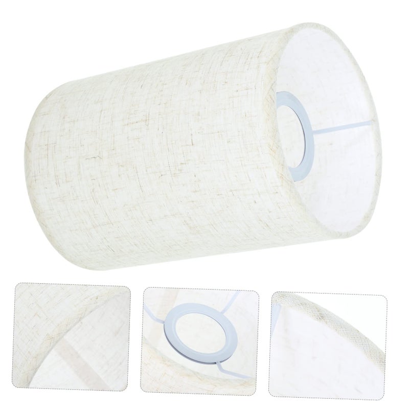 Beige Linen Drum Lamp Shade For Floor And Desk Lamps Modern Rustic Round Light Softener - Image 4