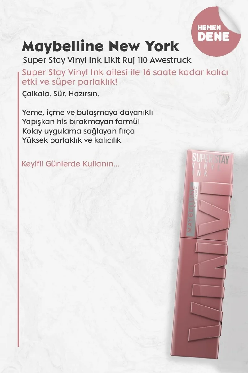 MAYBELLINE NEW YORK Super Stay Vinyl Ink Liquid Lipstick 110 Awestruck