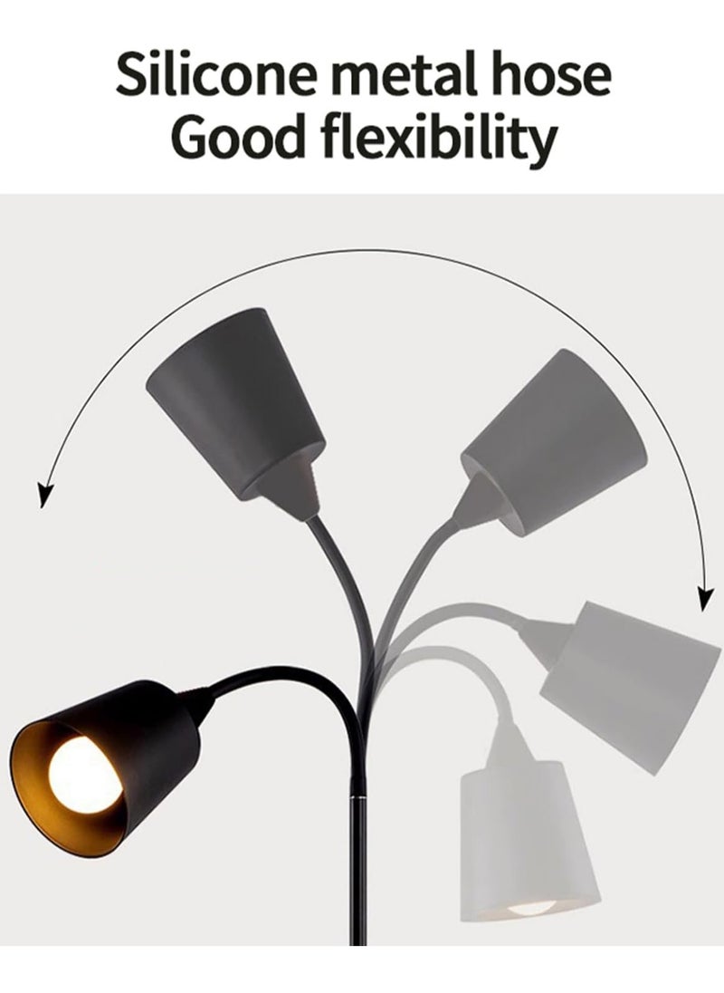 KADRAMA Floor Lamp for LED Stand, Modern Design Vintage Arc Pole Floor Lighting, Tall Standing Lamp with 2 Adjustable Heads, Suitable for Living Room/Bedroom/Study Room/Office Black 165 cm  - Image 4