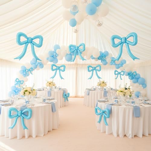 kozee 5 Pcs blue Balloons Bow Party Decorations for Bow Birthday Decorations Giant Foil Balloon for boy Baby Shower Bridal Engagement Wedding Decor Bachelorette Party Supplies - Image 5