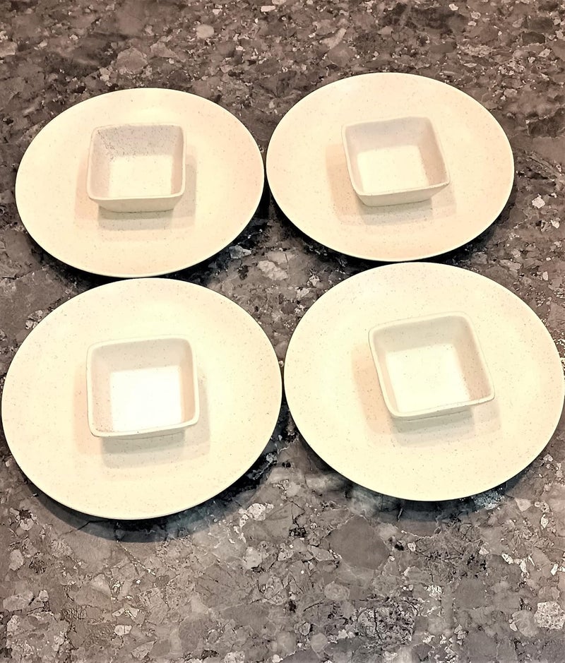 Caffeine Ceramic Handmade White Matte Dinner Set (Set of 8) - Image 3