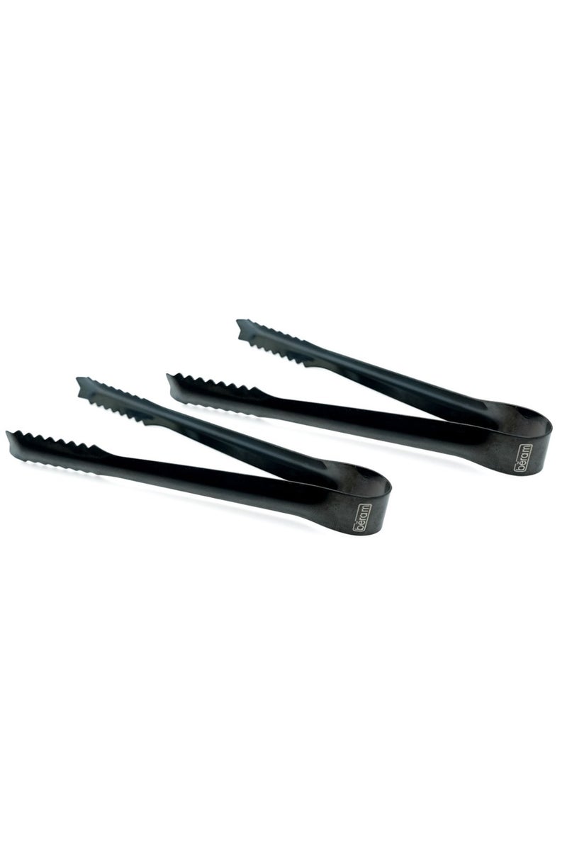 Beram Sugar Tong – Stainless Steel Mini Tongs for Sugar Cubes, Ice, Snacks & Tea Parties – Durable, Rust-Resistant (2, Black, Zig Zag 12.5) - Image 1