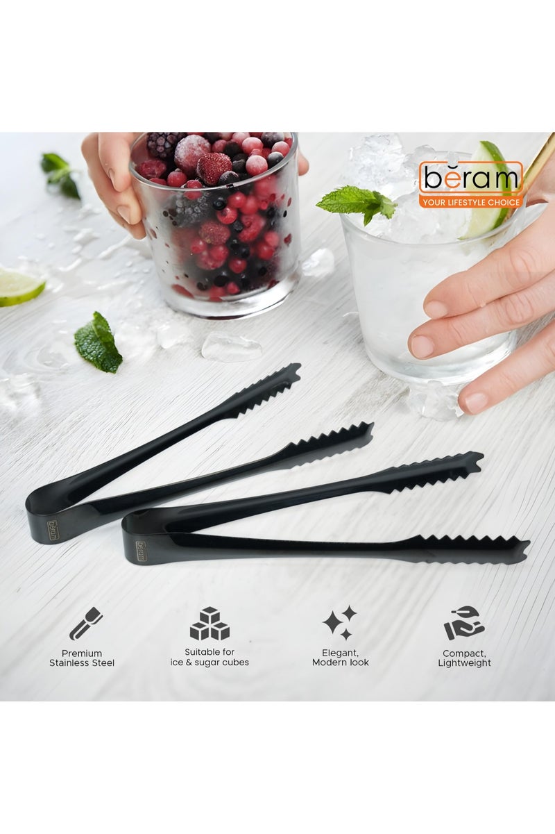 Beram Sugar Tong – Stainless Steel Mini Tongs for Sugar Cubes, Ice, Snacks & Tea Parties – Durable, Rust-Resistant (2, Black, Zig Zag 12.5) - Image 4
