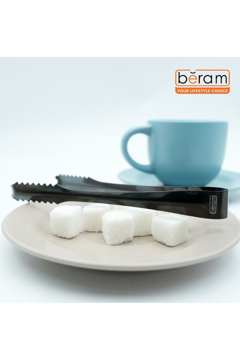 Beram Sugar Tong – Stainless Steel Mini Tongs for Sugar Cubes, Ice, Snacks & Tea Parties – Durable, Rust-Resistant (2, Black, Zig Zag 12.5) - Image 3