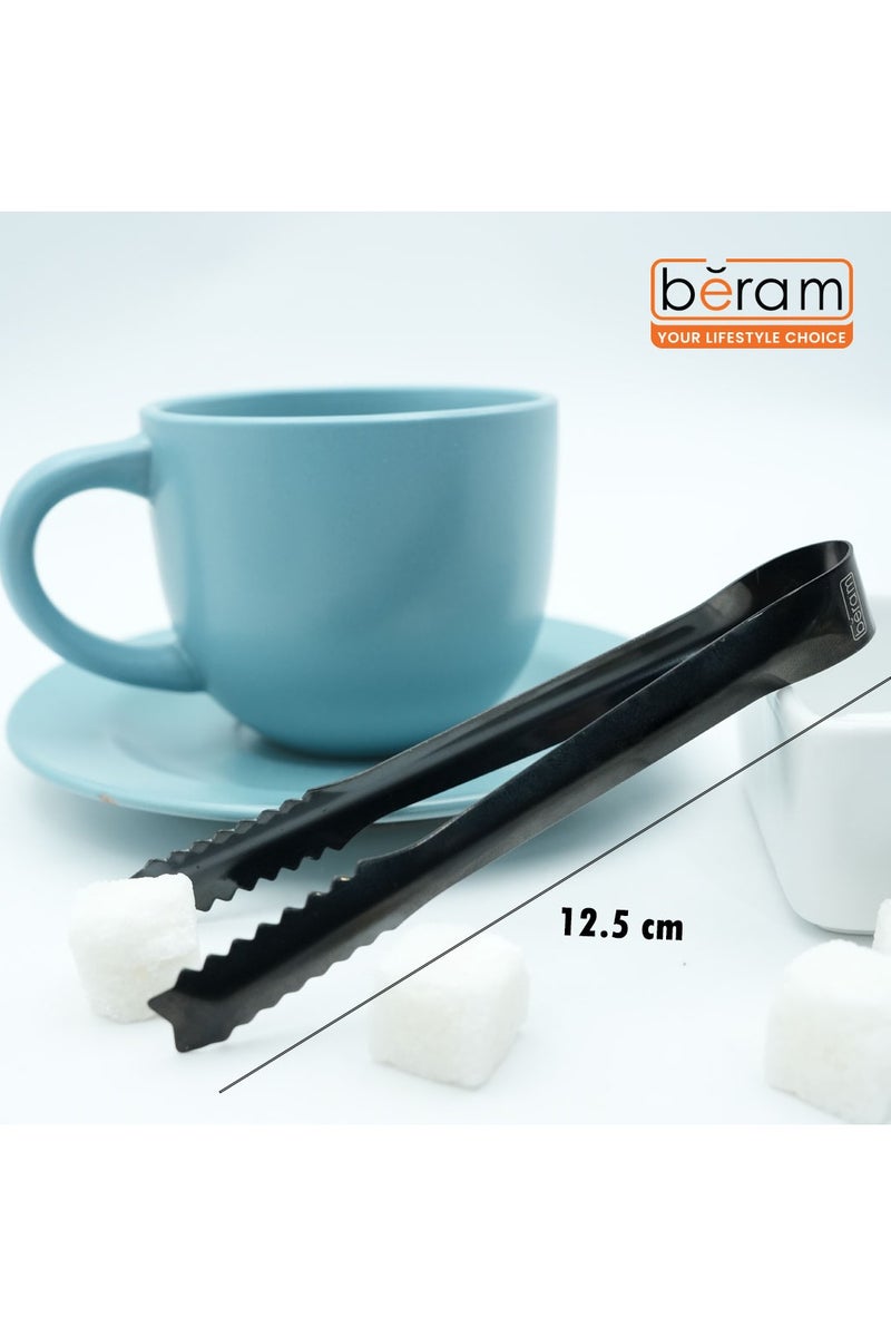 Beram Sugar Tong – Stainless Steel Mini Tongs for Sugar Cubes, Ice, Snacks & Tea Parties – Durable, Rust-Resistant (2, Black, Zig Zag 12.5) - Image 5