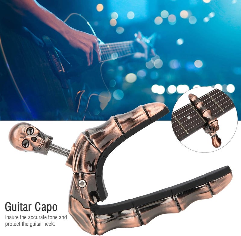 woobles Guitar Capo Skull Capo Adjustable Tightness Accessories Parts for Folk Acoustic Guitar Ukulele(bronze) - Image 3