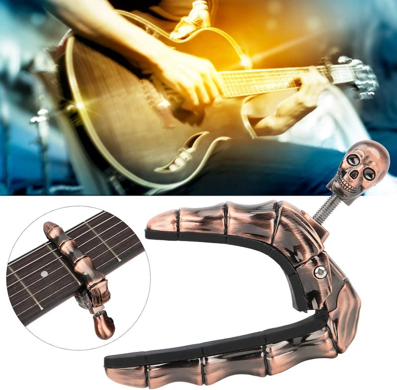 woobles Guitar Capo Skull Capo Adjustable Tightness Accessories Parts for Folk Acoustic Guitar Ukulele(bronze) - Image 2