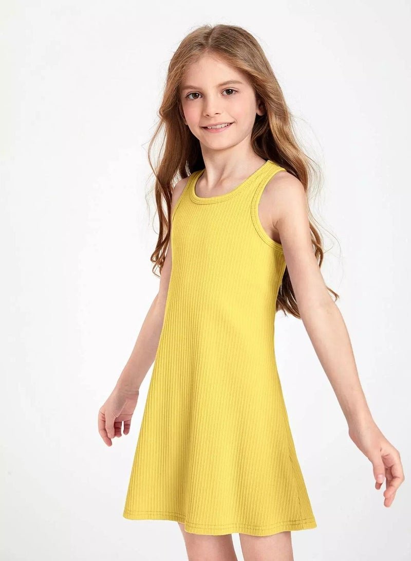 Girls Round Neck Rib-knit Tank Dress - Image 1