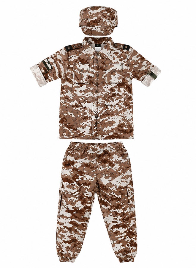 Toy Land Kids Desert Camouflage Soldier Costume Set with Cap – Military Army Fancy Dress Outfit for Boys of age 12 to 13 years - Image 1