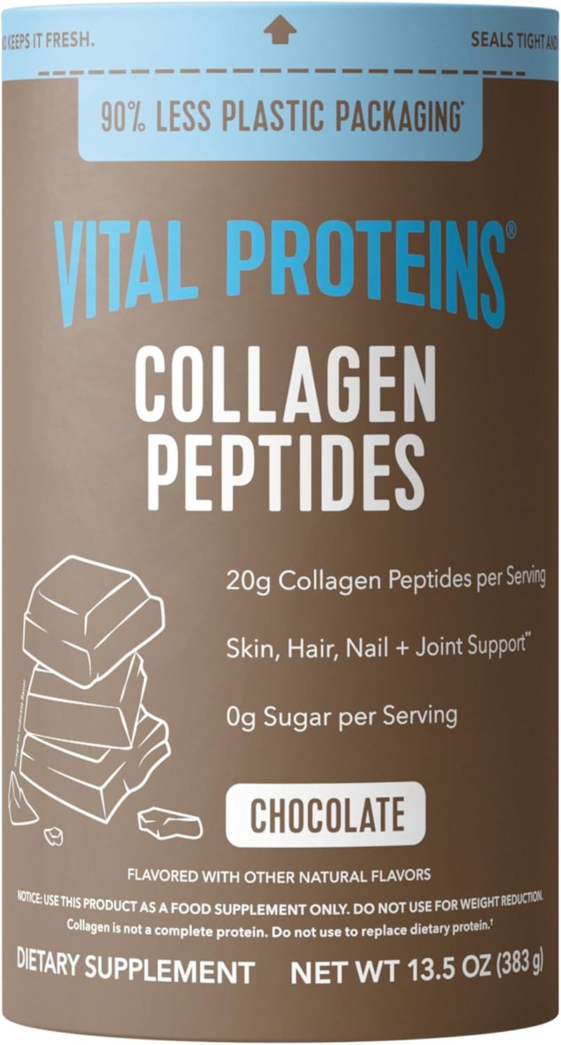 Vital Proteins مسحوق ببتيدات الكولاجين من فيتال بروتينز من الأبقار التي تتغذى على العشب - بنكهة الشوكولاتة لصحة الشعر والبشرة والأظافر والعظام والمفاصل - 13.5 أونصة - Image 1
