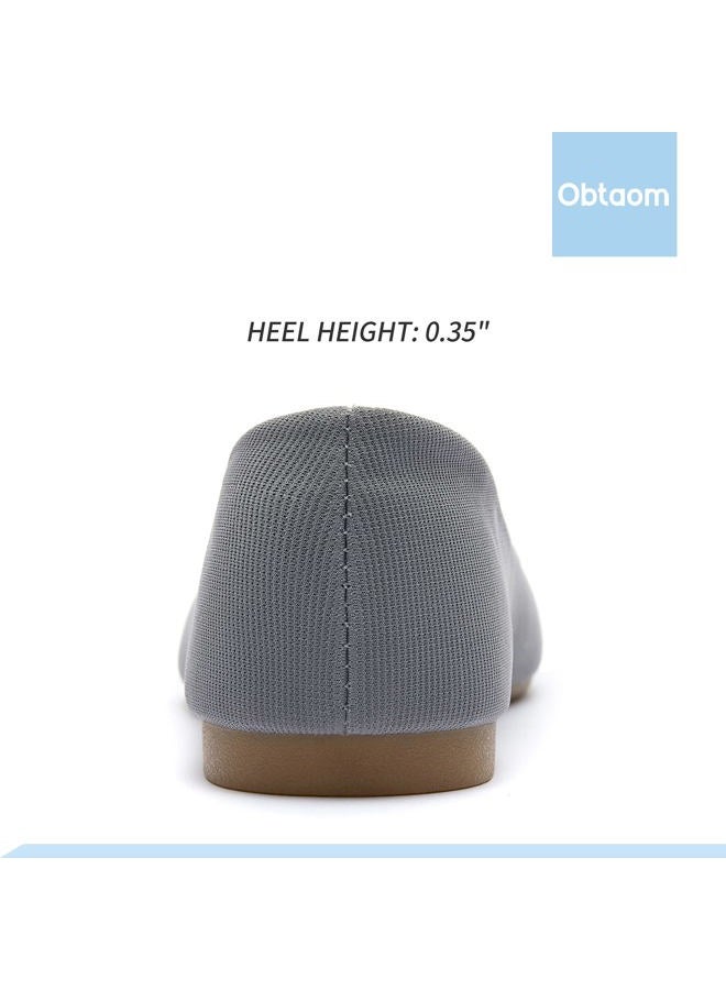 Obtaom Womens Textile Round Toe Ballet Flats Gray Business Casual Slip ons Classic Fabric Working Shoes(Grey US6) - Image 4