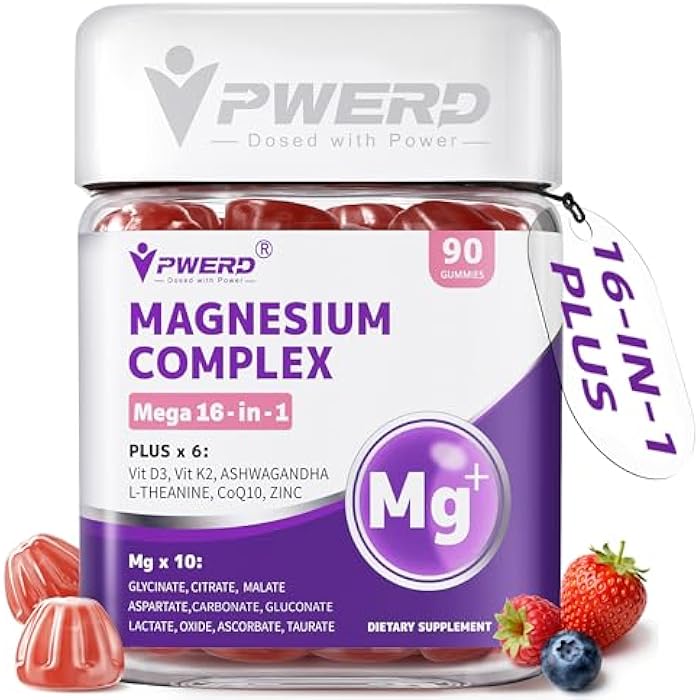PWERD Magnesium Sleep | Magnesium Complex for Women & Adults | Gummies with Glycinate Citrate 16-in-1 Formula-Deep-Calm for Relaxation, Muscle, Bone, and Energy Support* No Added Sugar, 90 Gummies - Image 1