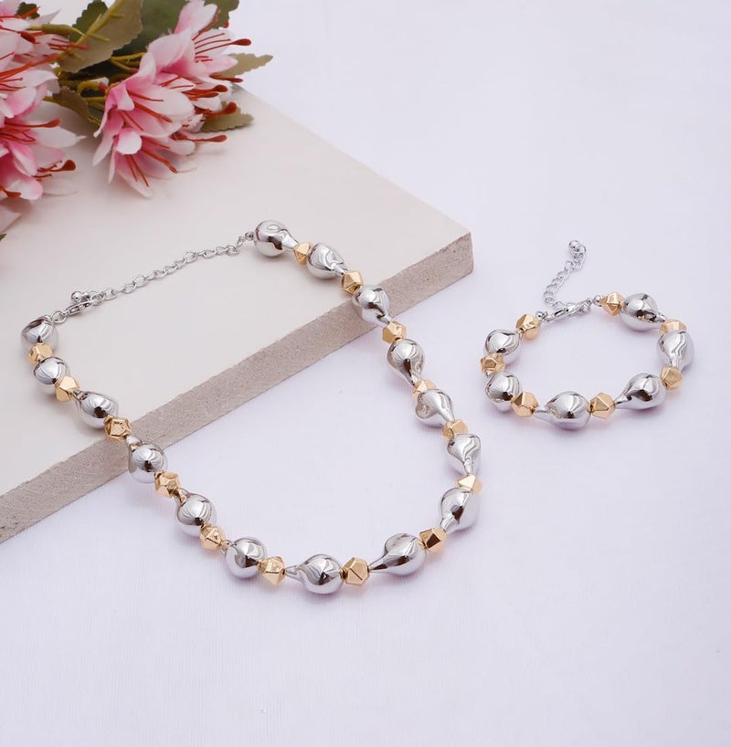 YouBella Gifts Stylish Latest Celebrity Inspired Gold Plated Pearl Jwell Necklace and Bracelet Combo Jewellery Set for Girls and Women (Style 3) - Image 2