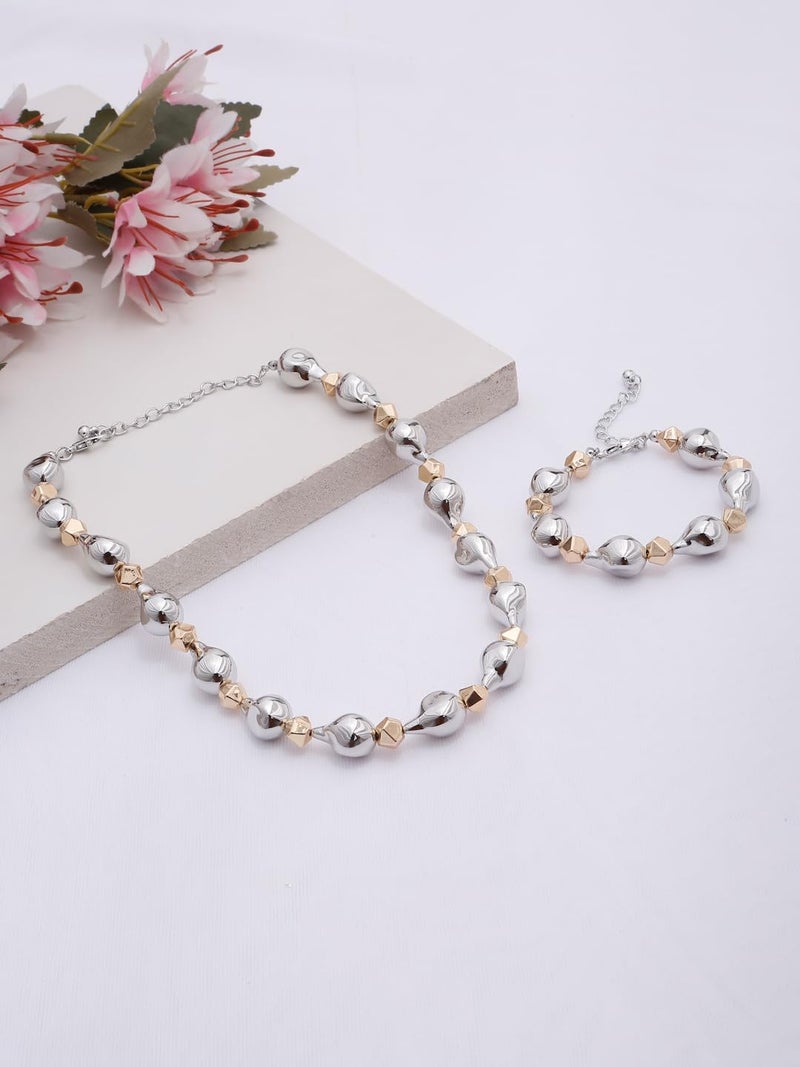 YouBella Gifts Stylish Latest Celebrity Inspired Gold Plated Pearl Jwell Necklace and Bracelet Combo Jewellery Set for Girls and Women (Style 3) - Image 3
