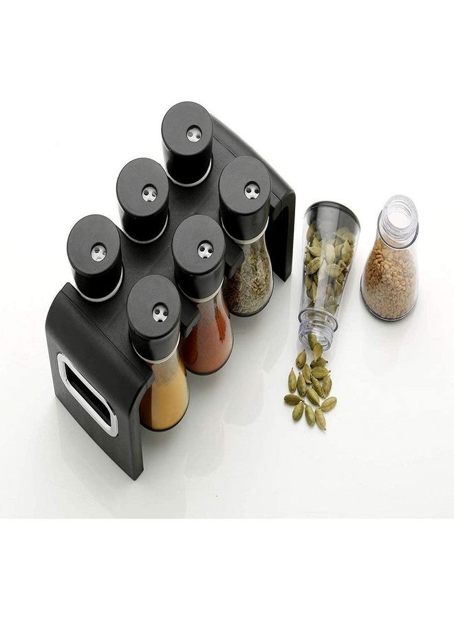 HELLYZ Spice Rack Jar Container Of 6 Pcs For Storage Of Kitchen Spices And Masala Storage (Black) (6 - Pcs Spice Rack) - Image 2