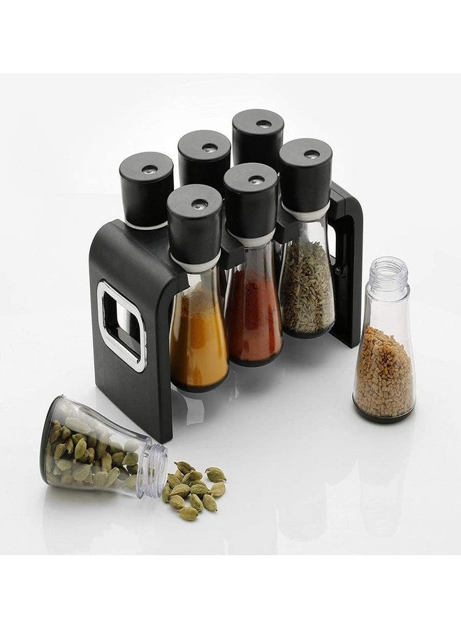 HELLYZ Spice Rack Jar Container Of 6 Pcs For Storage Of Kitchen Spices And Masala Storage (Black) (6 - Pcs Spice Rack) - Image 3
