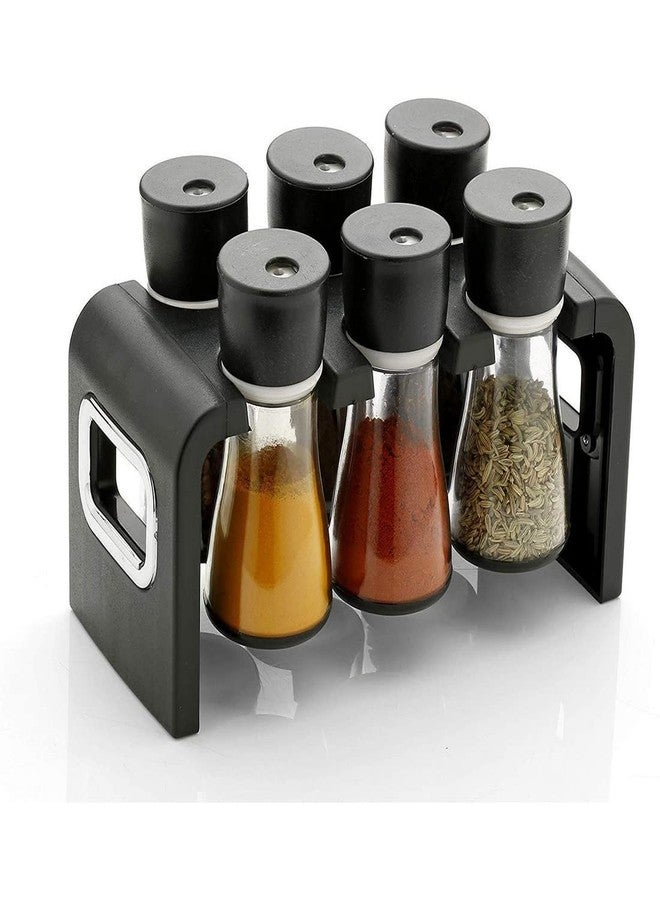 HELLYZ Spice Rack Jar Container Of 6 Pcs For Storage Of Kitchen Spices And Masala Storage (Black) (6 - Pcs Spice Rack) - Image 1