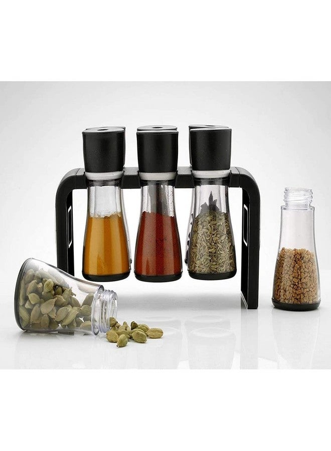 HELLYZ Spice Rack Jar Container Of 6 Pcs For Storage Of Kitchen Spices And Masala Storage (Black) (6 - Pcs Spice Rack) - Image 4