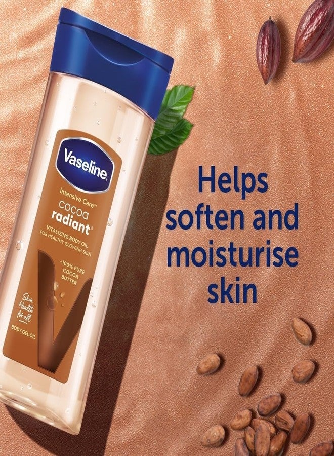 Vaseline Intensive Care Cocoa Radiant Body Oil 200 ML, Cocoa Butter Enriched Hydrating Body Oil for Dry Skin, Fast Absorbing Non-Greasy Moisturizer for Healthy Glowing Skin, Deep Nourishing Skin Care Oil - Image 4