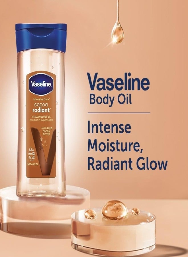 Vaseline Intensive Care Cocoa Radiant Body Oil 200 ML, Cocoa Butter Enriched Hydrating Body Oil for Dry Skin, Fast Absorbing Non-Greasy Moisturizer for Healthy Glowing Skin, Deep Nourishing Skin Care Oil - Image 2