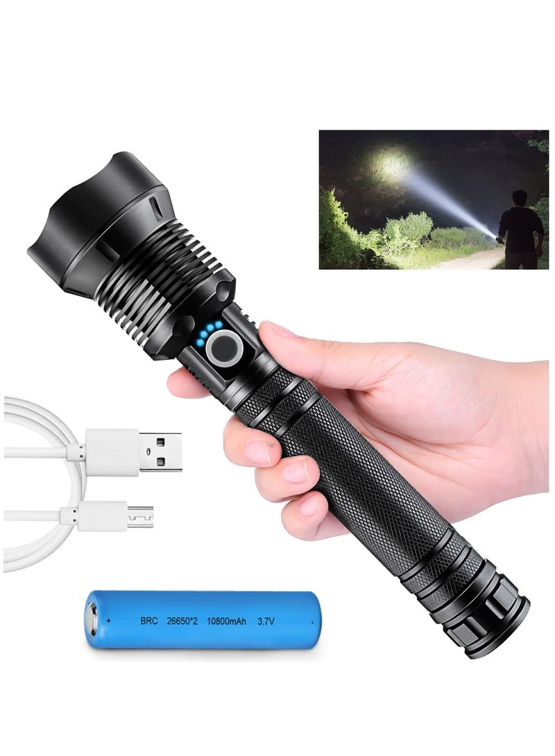 Rechargeable LED Flashlights, 90000 High Lumens Super Bright Zoomable Waterproof Flashlight with 3 Modes, Powerful Handheld Flashlight for Camping Emergencies - Image 1