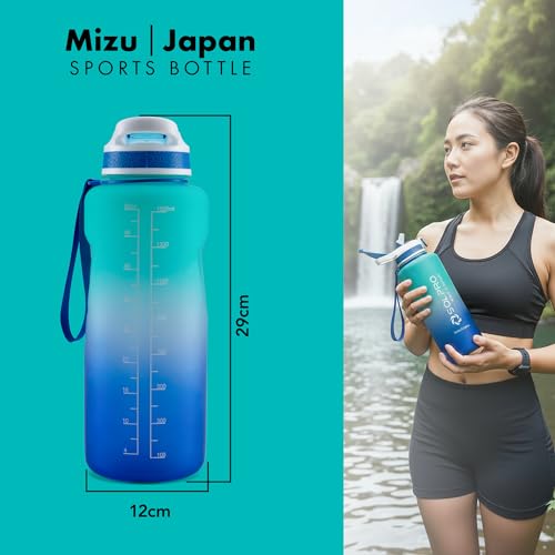 Solpro Mizu Japan Sipper Water Bottle 1500 ml, Leakproof BPA Free Sipper Water bottle, 1.5 litre sipper for men women adults, Water Bottle for Gym, Travel, Workout, School, College (Green/Blue) - Image 2