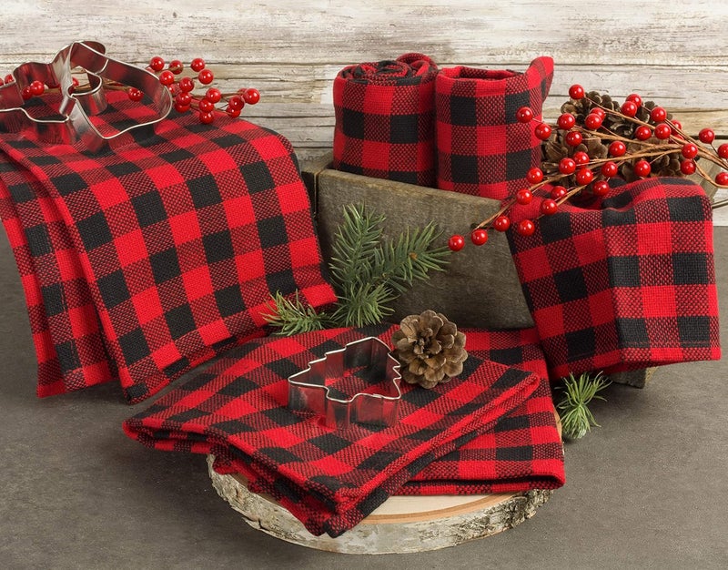 DII Buffalo Check Kitchen Collection, Classic Farmhouse Dishtowel Set, 18x28, Red & Black, 6 Piece - Image 5