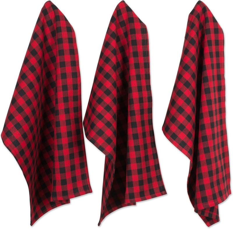 DII Buffalo Check Kitchen Collection, Classic Farmhouse Dishtowel Set, 18x28, Red & Black, 6 Piece - Image 2