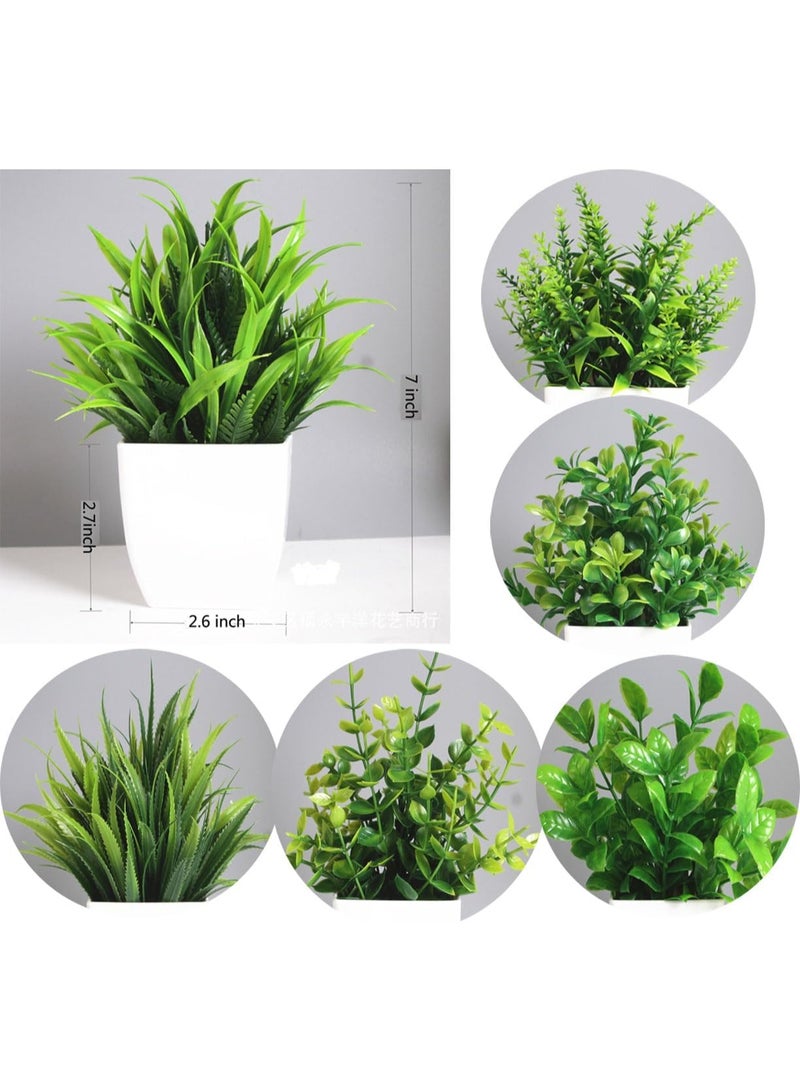 Generic TBUY ROSE 6 Pots Small Fake Plants Mini Artificial Potted Plants Eucalyptus Lavender Spring Grass Magnolia Aloe Faux Plants for Table Desk Home Bathroom Office Decor - Image 4